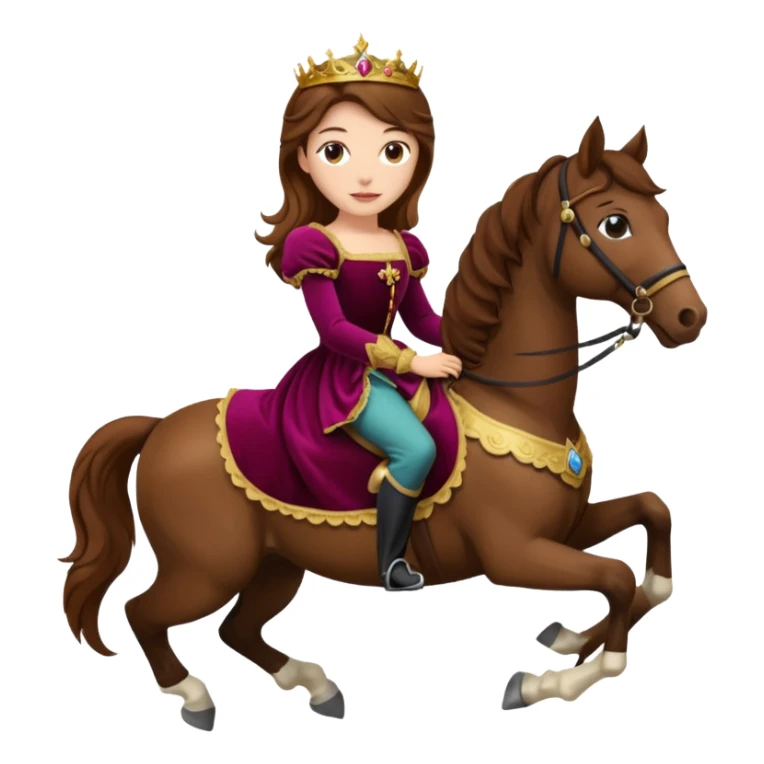 Renaissance princess with brown hair on horse sticker