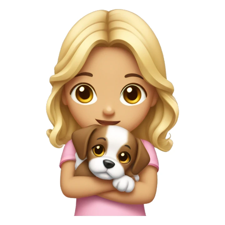 Girl wearing a bow and she is holding her puppy sticker
