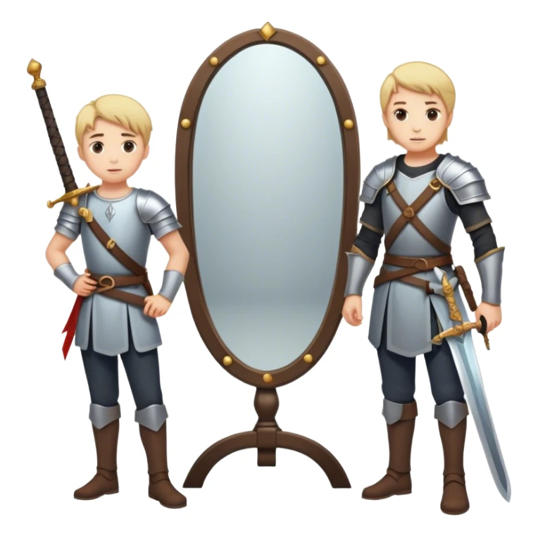 the sword on the floor and a mirror person sticker