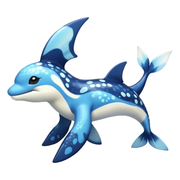 Black and white smooth glossy soft hot spotted Dialga-Orca-Vaporeon-Pokémon-Fakémon-fusion-hybrid-creature (full body), 4-legged,  sticker