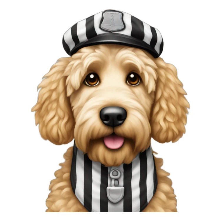 Golden doodle in a jail uniform  sticker