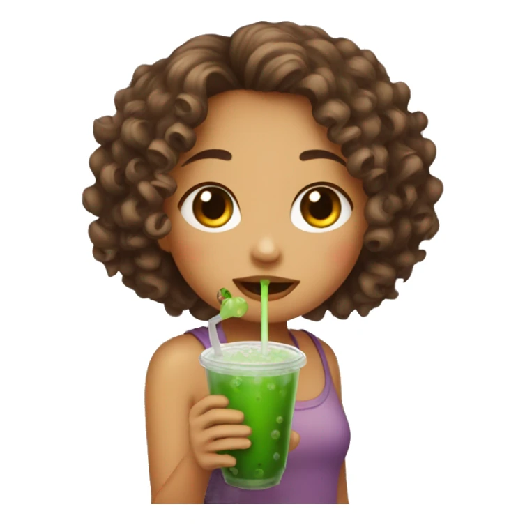 curly girl drinking boba sticker