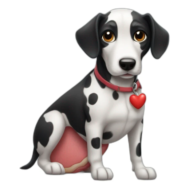 Perro salchicha mini muy tierno con pelaje negro de dalmata y un corazón  sticker