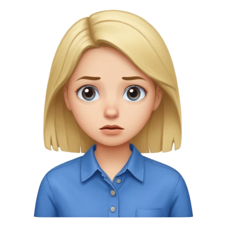 girl in a blue button-up shirt looking weirded out sticker