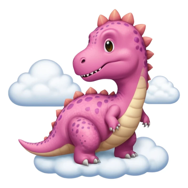 Dinosaurio rosa tierno, diciendo en una nube "Raw" sticker