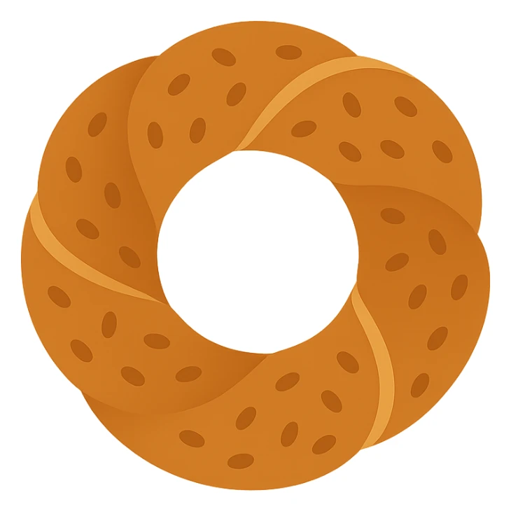 minimal flat icon of simit, Turkish sesame bagel, simple shapes sticker