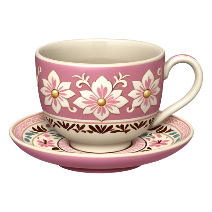 Pink white & beige Talavera tea cup sticker