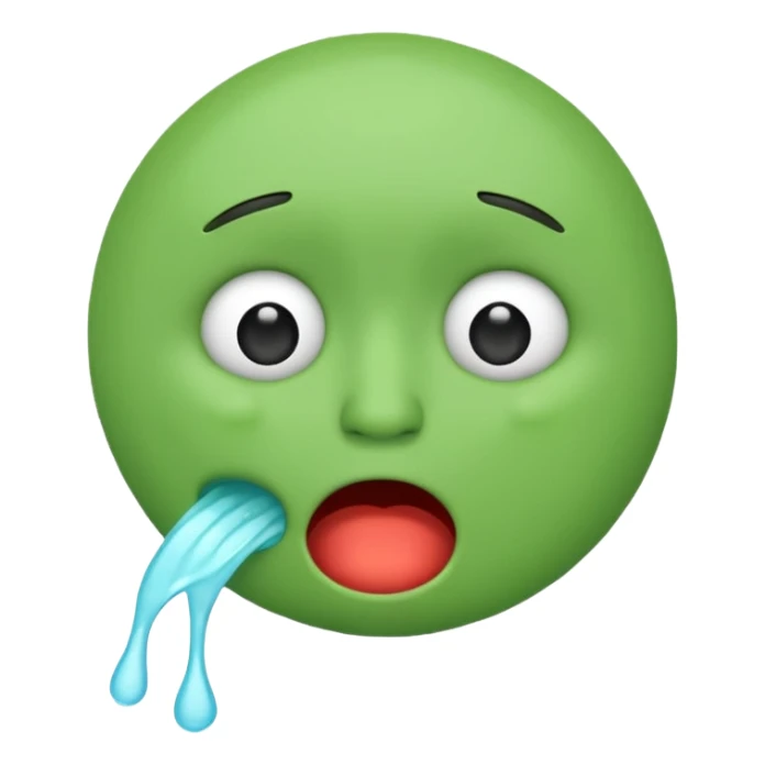 emoji green face vomiting and crying minimal details round shape sticker