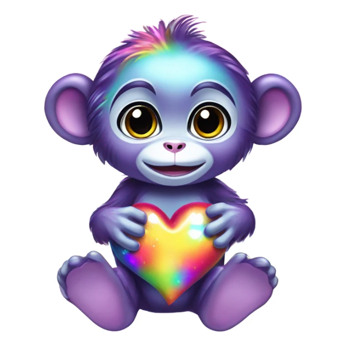 Lisa frank sparkly rainbow baby monkey with heart sticker