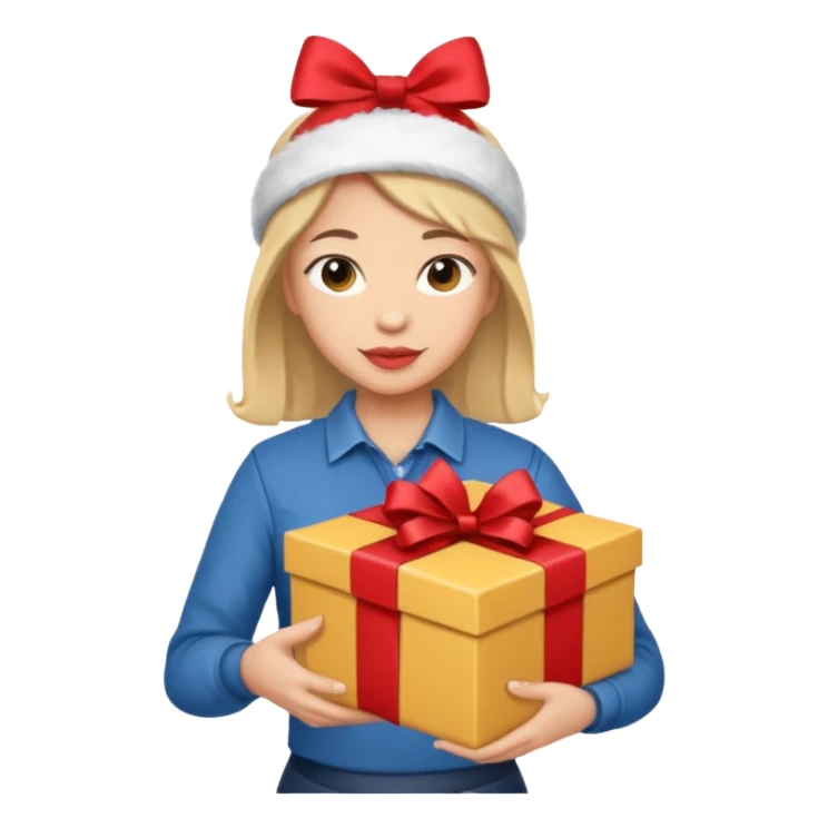 woman courier holding gift box sticker