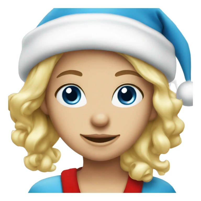 Blonde blue eyed girl wearing Santa hat sticker