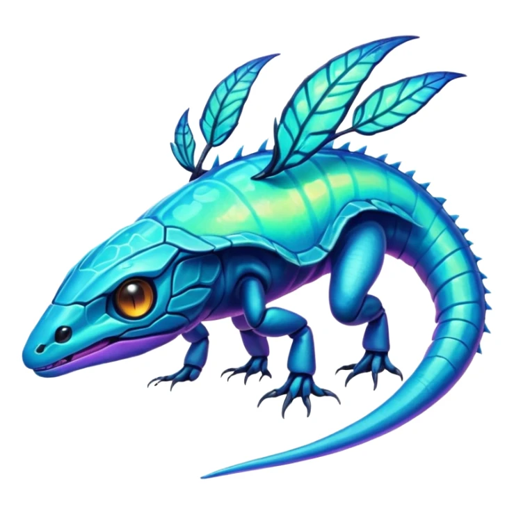  exotic tropical bioluminescent cyber-Fakémon-Vernid-creature sticker