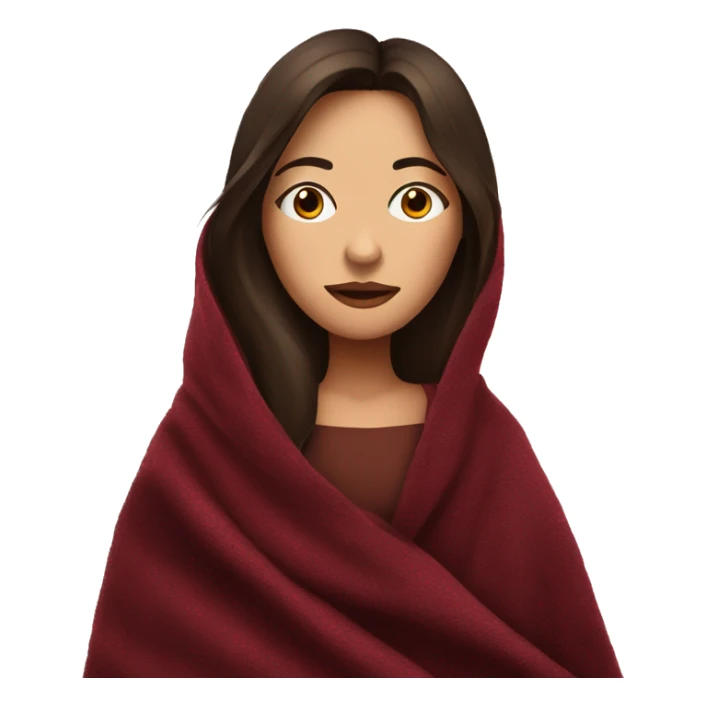 Brunette girl inside a maroon blanket sipping coffee eyes closed sticker