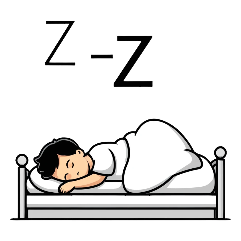 boy sleeping with Z symbols floating above him sticker