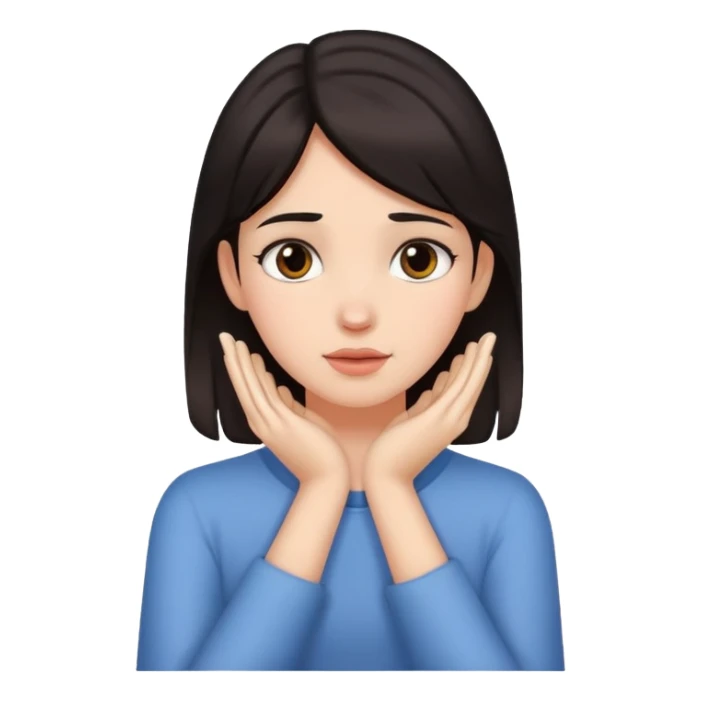 Girl holding  neck with hands with dark hair  sticker