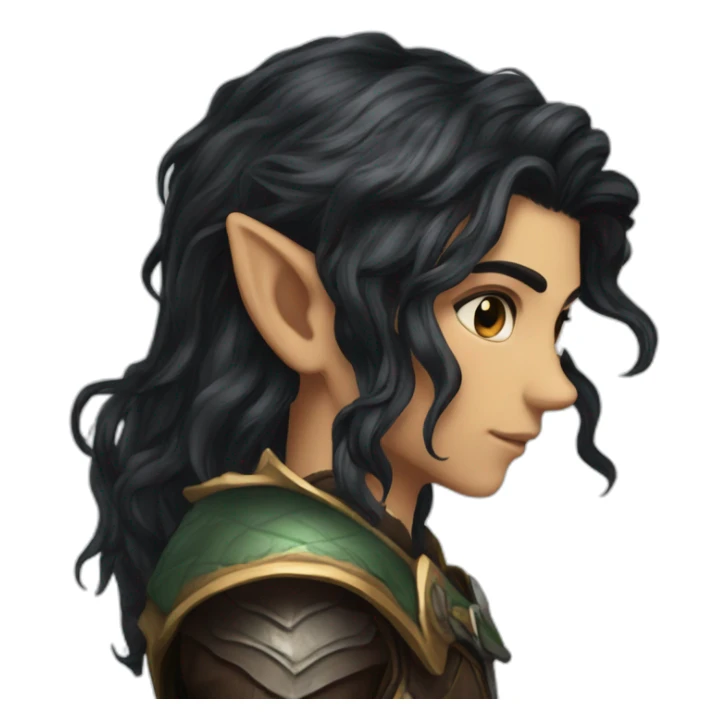 dark choppy hair kind elf ranger attractive sticker