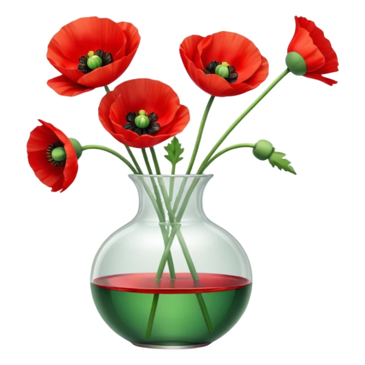 poppy flowers in a clear vase sticker