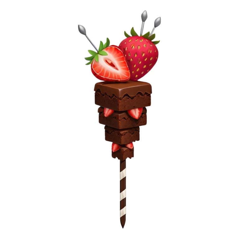 brownies and strawberries on a skewer sticker