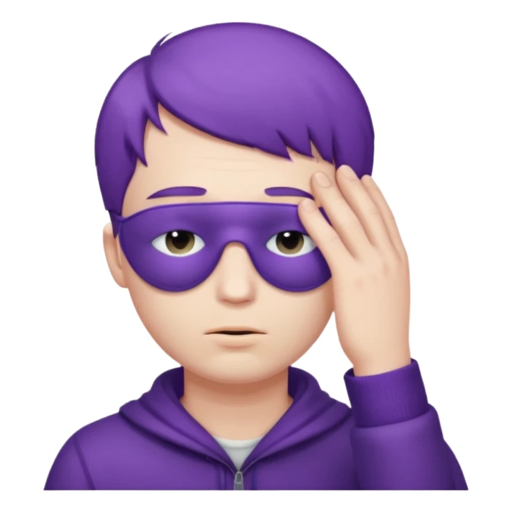 men with purple short hair which cover eyes sticker