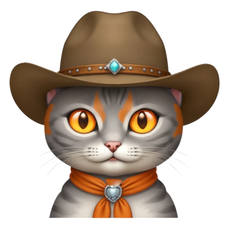 Gray short haired cat wearing a cowboy hat no jewels  sticker