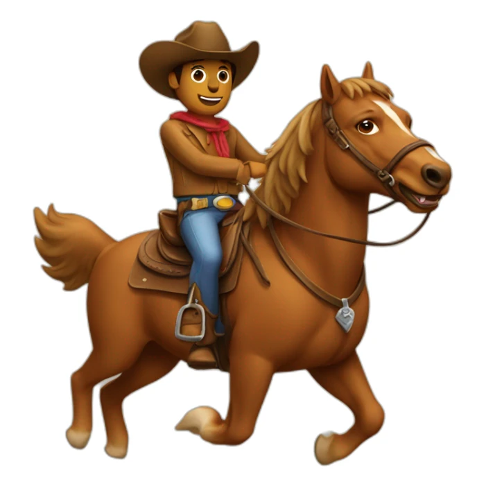 Dog with cowboy hat riding a brown horse sticker