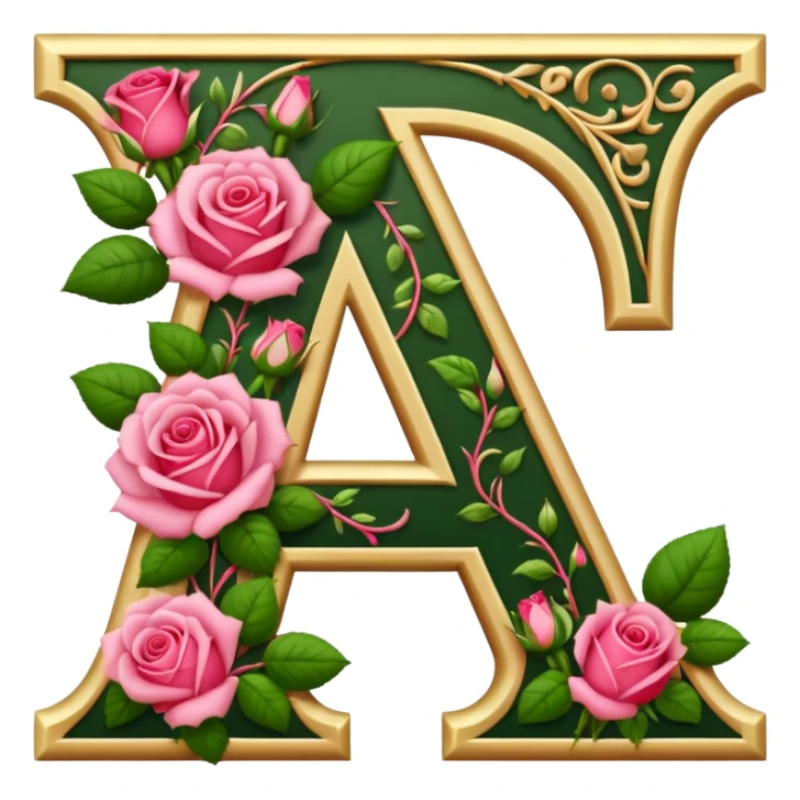 A letter 'A' decorated with the flowers sticker