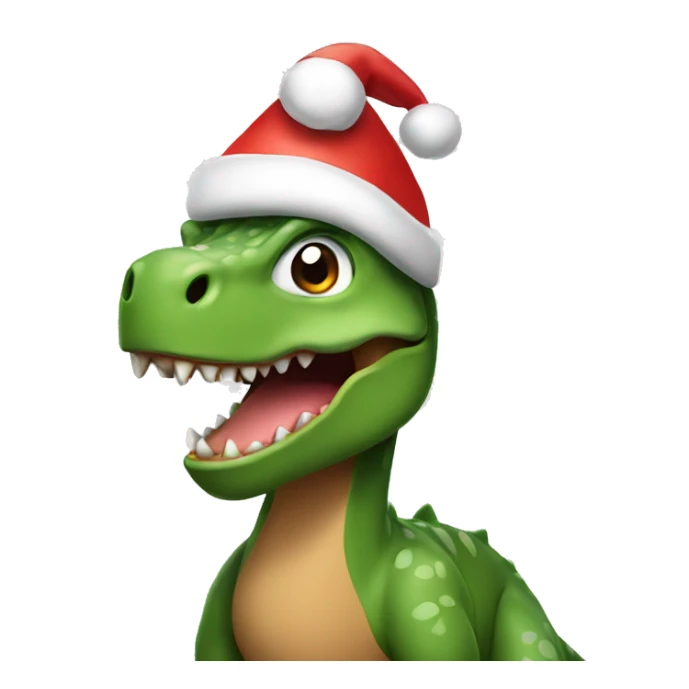 Dinosaur wearing a Christmas hat sticker