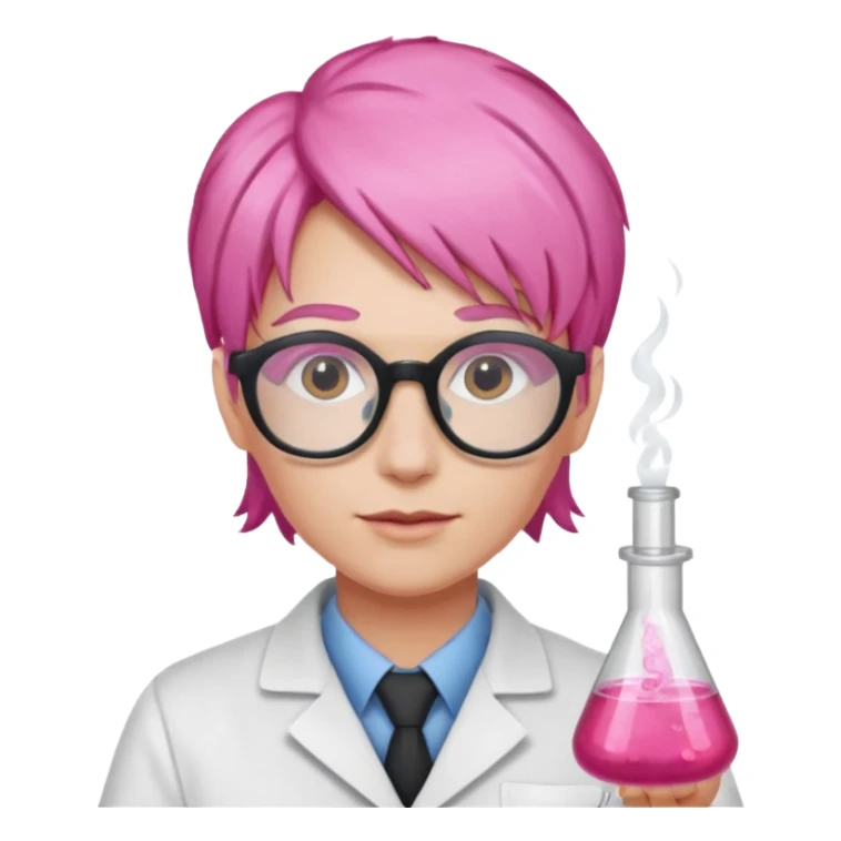 Scientist with pink hair AND pink glasses sticker