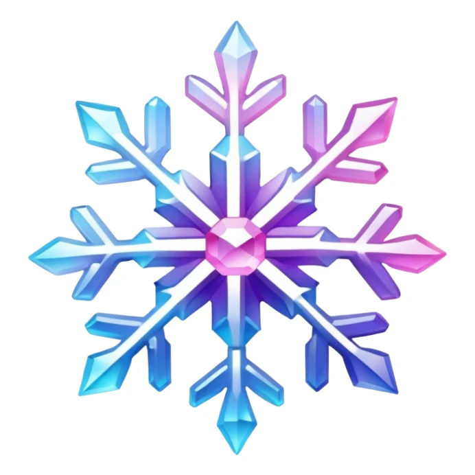 Gradient iridescent Pastel Pink violet blue white crystal gemstone snowflake  sticker