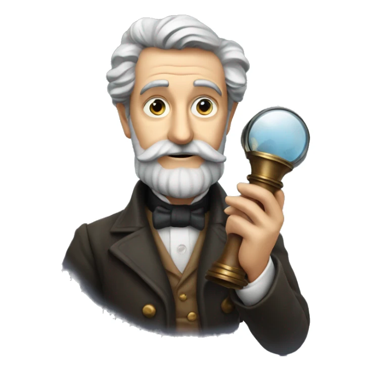 jules verne holds a spyglass in his hands sticker