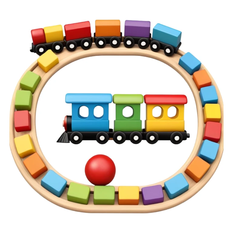 wooden toys set with blocks, train, and stacking rings for children sticker
