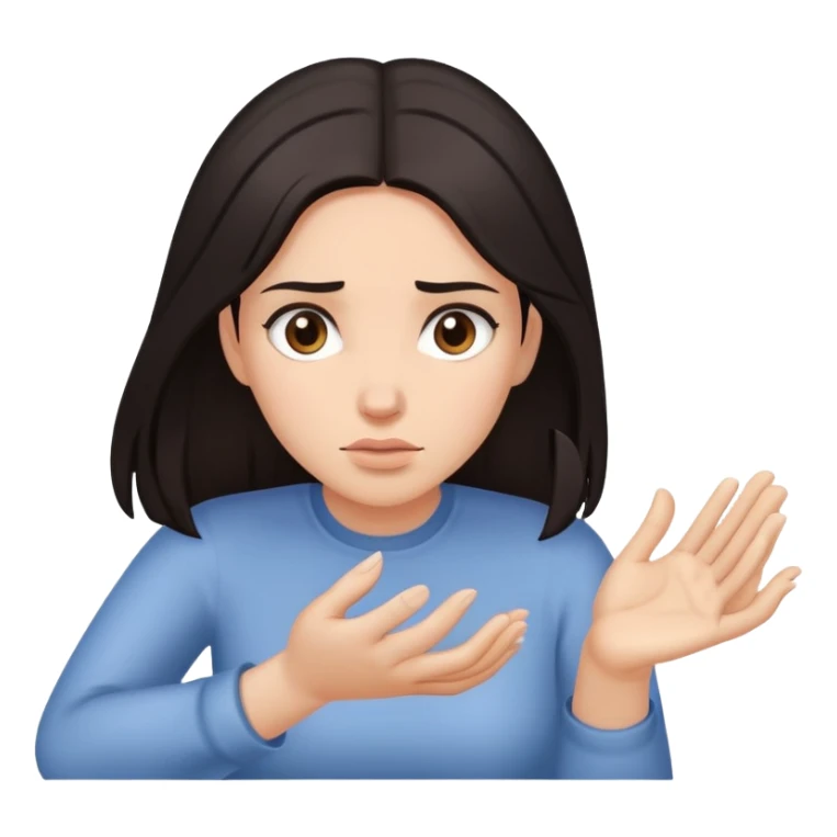 Woman with dark hair, both hands gripping downward as if holding onto something, isolated figure with no water sticker