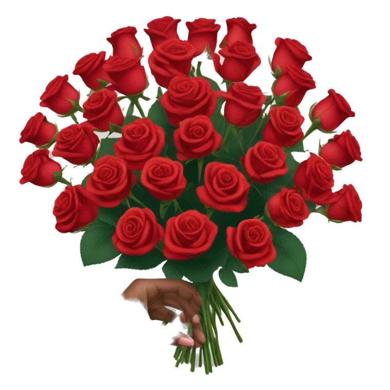 bouquet of 51 red roses with a woman's hand sticker