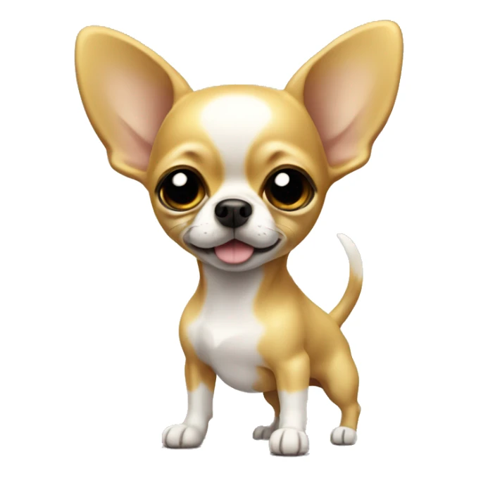 gold yellowish chihuahua with ears standing up white spot on forehead  sticker
