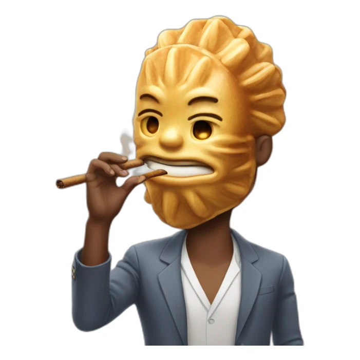 man with a taiyaki head smoking a cigar sticker