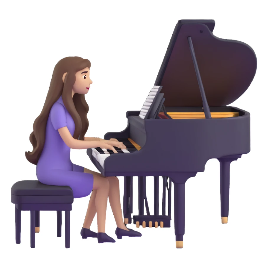 woman with extremely long hair playing the piano sticker