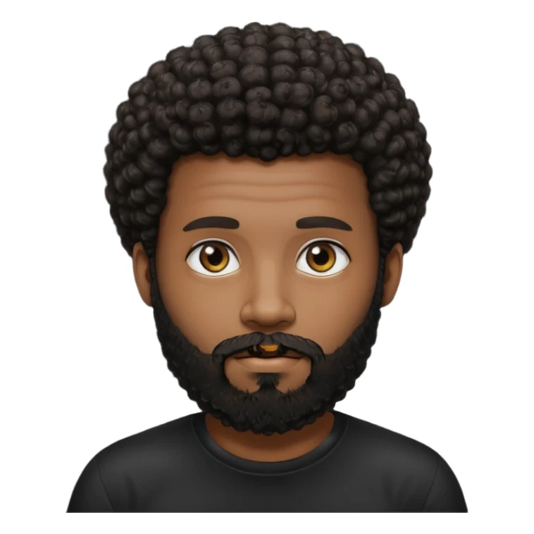 Dark brown skin man with beard and a tiny curly  Afro fade with dark dark brown eyes  sticker