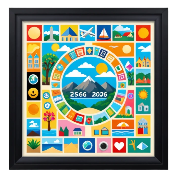 An extremely detailed lifestyle vision board collage for the year 2026. sticker