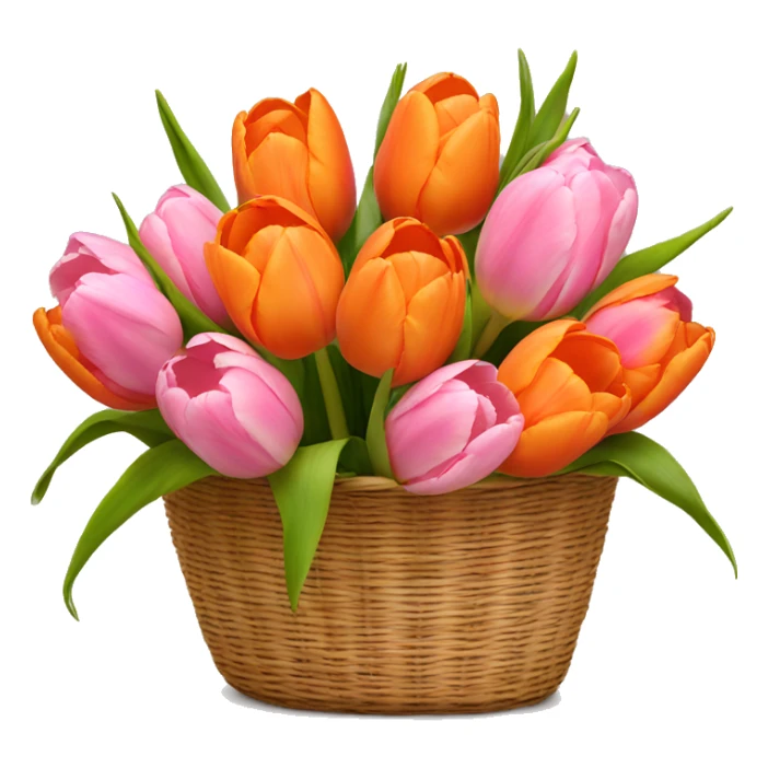 Basket of orange and pink tulips sticker