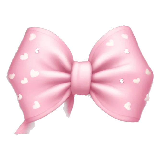 light pink bow with little light pink hearts around it and clouds on the outside sticker