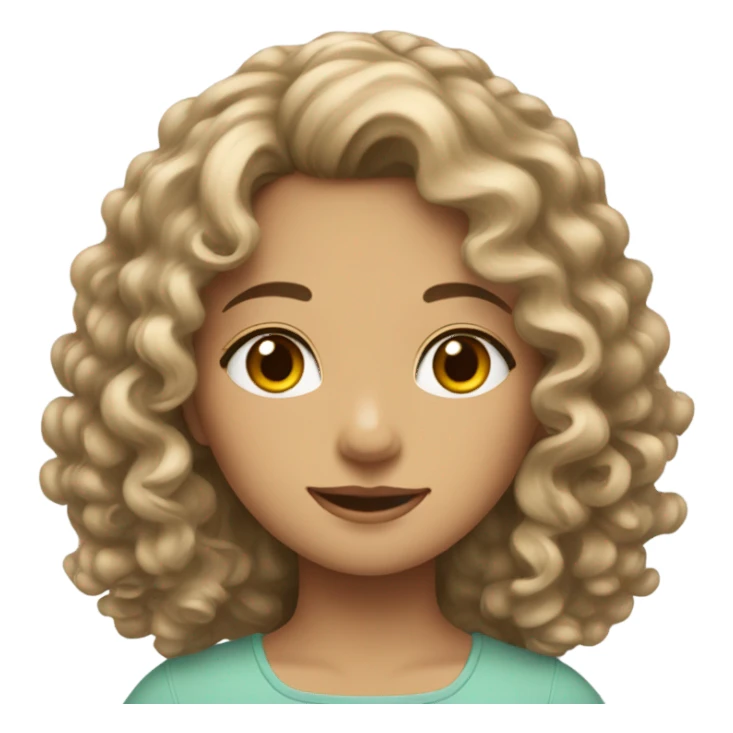 Medium fair girl curly to wavy hair sharp eyes pretty sticker