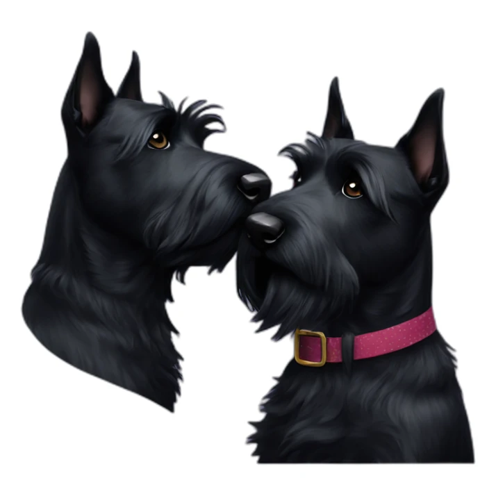 Two black Scottish terrier kissing one male one female sticker