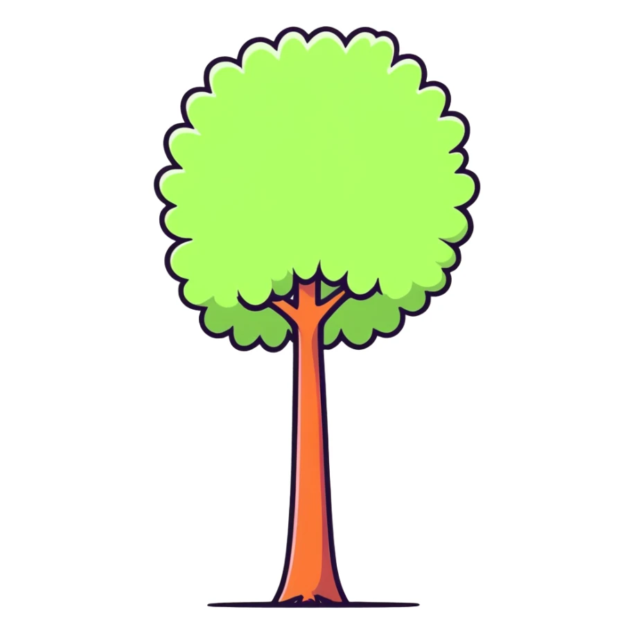 colorful fluffy Truffula tree from The Lorax with bright tuft on top and tall thin trunk sticker