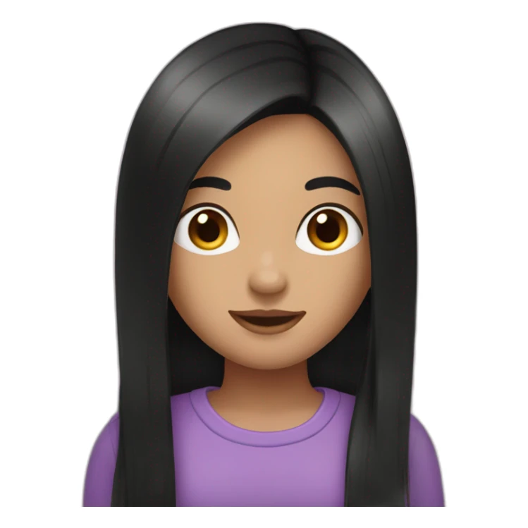 Straight long black hair girl sticker