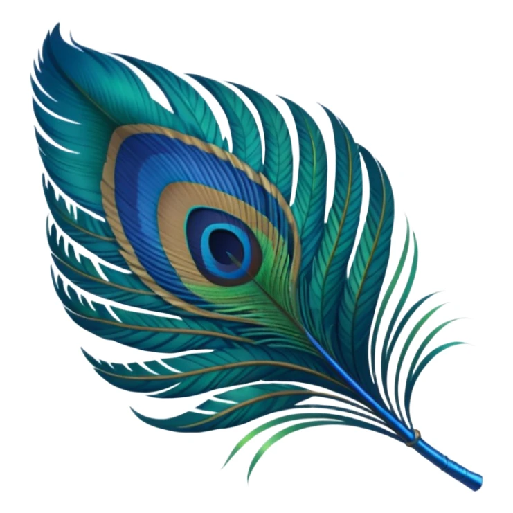 A small emoji Here's a custom-generated image of a majestic peacock feather inspired by Krishna's divine adornment: the eye-like tip in shimmering blues and greens, elegant curve, and glowing aura on a transparent background.
You can right-click and save it, or copy-paste into apps like instagram sticker