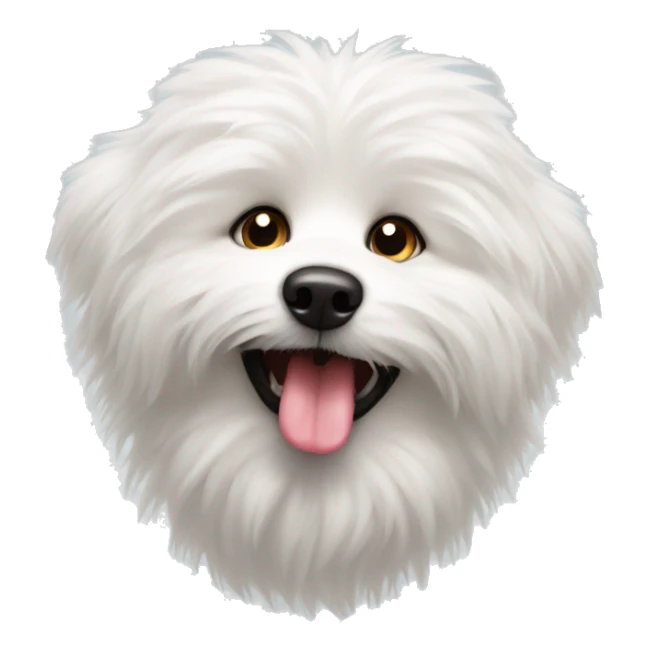 white furry dog with tongue sticking out sticker