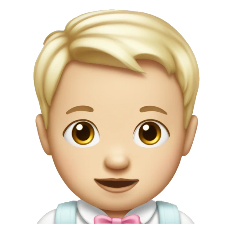 white baby boy wearing a pink bow sticker