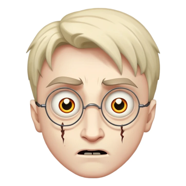 Scary Harry Potter with lightning scar and creepy eyes sticker