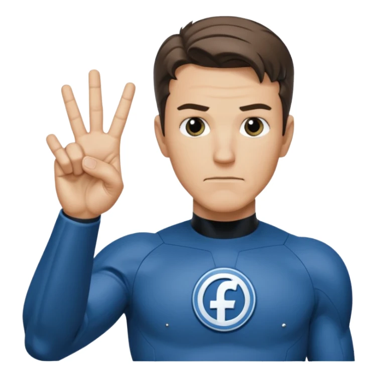 Reed Richard’s from the Fantastic 4 holding up 4 fingers thumb down out in front of himself  sticker