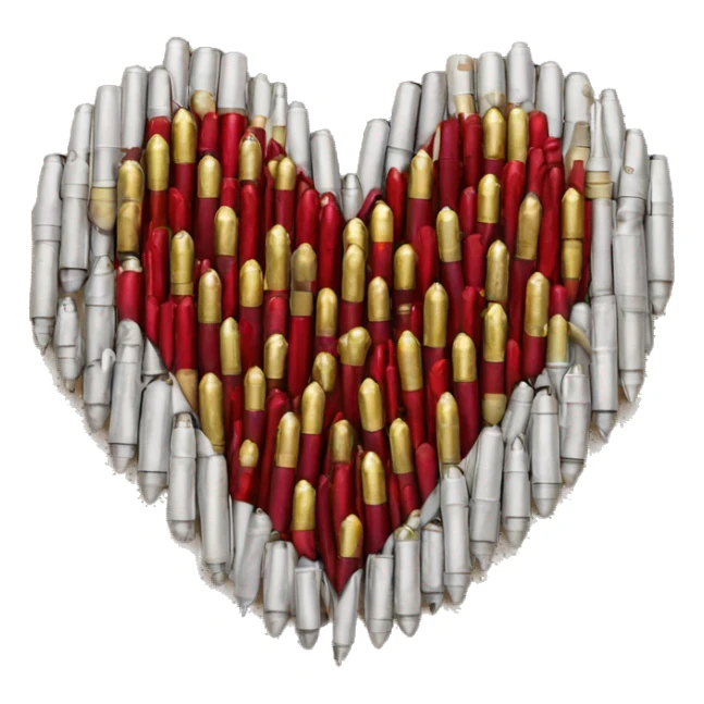 A heart made out of bullets sticker